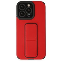 Newface iPhone 13 Pro Max Kılıf Mega Standlı Silikon - Kırmızı