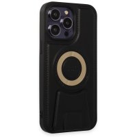 Newface iPhone 13 Pro Max Kılıf Merkür Magneticsafe Standlı Kapak - Siyah