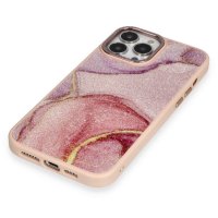 Newface iPhone 13 Pro Max Kılıf Moda Simli Kapak - Rose