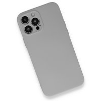 Newface iPhone 13 Pro Max Kılıf Nano içi Kadife  Silikon - Açık Gri