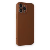 Newface iPhone 13 Pro Max Kılıf Nano içi Kadife Silikon - Kahverengi