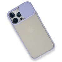 Newface iPhone 13 Pro Max Kılıf Palm Buzlu Kamera Sürgülü Silikon - Lila