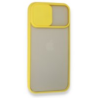 Newface iPhone 13 Pro Max Kılıf Palm Buzlu Kamera Sürgülü Silikon - Sarı