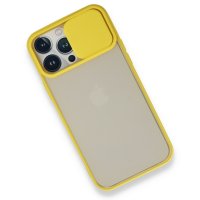 Newface iPhone 13 Pro Max Kılıf Palm Buzlu Kamera Sürgülü Silikon - Sarı