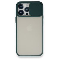 Newface iPhone 13 Pro Max Kılıf Palm Buzlu Kamera Sürgülü Silikon - Yeşil
