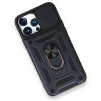 Newface iPhone 13 Pro Max Kılıf Pars Lens Yüzüklü Silikon - Lacivert