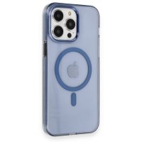 Newface iPhone 13 Pro Max Kılıf Tron Şeffaf Magsafe Kapak - Mavi
