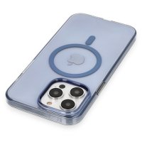 Newface iPhone 13 Pro Max Kılıf Tron Şeffaf Magsafe Kapak - Mavi