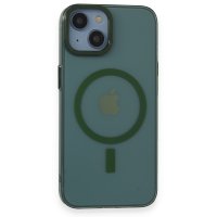 Newface iPhone 14 Kılıf Anka PC Magneticsafe Sert Metal Kapak - Koyu Yeşil