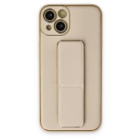 Newface iPhone 14 Kılıf Coco Deri Standlı Kapak - Gold
