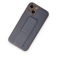 Newface iPhone 14 Kılıf Coco Deri Standlı Kapak - Gri