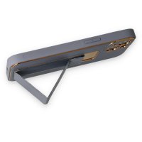 Newface iPhone 14 Kılıf Coco Deri Standlı Kapak - Gri