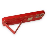 Newface iPhone 14 Kılıf Coco Deri Standlı Kapak - Kırmızı