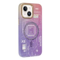 Newface iPhone 14 Kılıf Fosforlu Metal Slim Magneticsafe Kapak - Mor