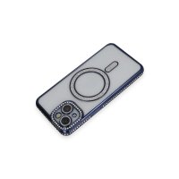 Newface iPhone 14 Kılıf Joke Simli Magneticsafe Kılıf - Lacivert