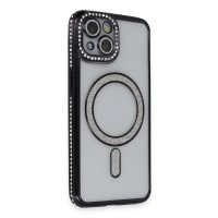 Newface iPhone 14 Kılıf Joke Simli Magneticsafe Kılıf - Siyah