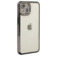 Newface iPhone 14 Kılıf Joke Taşlı Silikon - Siyah