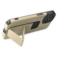 Newface iPhone 14 Kılıf Mega Standlı Silikon - Gold