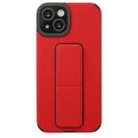 Newface iPhone 14 Kılıf Mega Standlı Silikon - Kırmızı