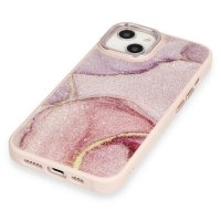 Newface iPhone 14 Kılıf Moda Simli Kapak - Rose