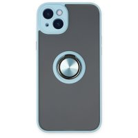 Newface iPhone 14 Kılıf Montreal Yüzüklü Silikon Kapak - Buz Mavi