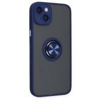 Newface iPhone 14 Kılıf Montreal Yüzüklü Silikon Kapak - Lacivert