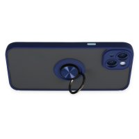 Newface iPhone 14 Kılıf Montreal Yüzüklü Silikon Kapak - Lacivert