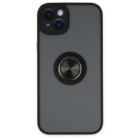 Newface iPhone 14 Kılıf Montreal Yüzüklü Silikon Kapak - Siyah