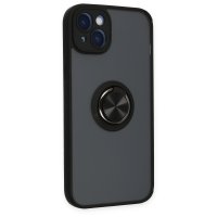 Newface iPhone 14 Kılıf Montreal Yüzüklü Silikon Kapak - Siyah