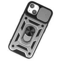 Newface iPhone 14 Kılıf Pars Lens Yüzüklü Silikon - Gümüş
