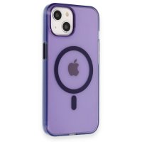 Newface iPhone 14 Kılıf Tron Şeffaf Magsafe Kapak - Derin Mor