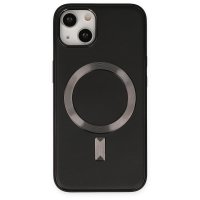 Newface iPhone 14 Plus Kılıf Coco Deri Magneticsafe Silikon - Siyah