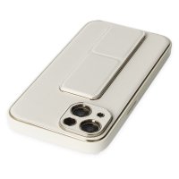 Newface iPhone 14 Plus Kılıf Coco Deri Standlı Kapak - Beyaz