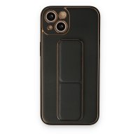 Newface iPhone 14 Plus Kılıf Coco Deri Standlı Kapak - Siyah