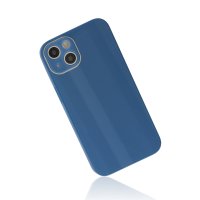 Newface iPhone 14 Plus Kılıf Glass Kapak - Mavi