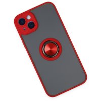 Newface iPhone 14 Plus Kılıf Montreal Yüzüklü Silikon Kapak - Kırmızı