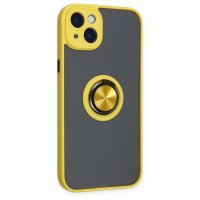 Newface iPhone 14 Plus Kılıf Montreal Yüzüklü Silikon Kapak - Sarı