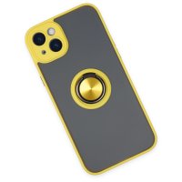 Newface iPhone 14 Plus Kılıf Montreal Yüzüklü Silikon Kapak - Sarı