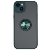 Newface iPhone 14 Plus Kılıf Montreal Yüzüklü Silikon Kapak - Yeşil