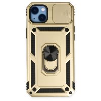 Newface iPhone 14 Plus Kılıf Pars Lens Yüzüklü Silikon - Gold