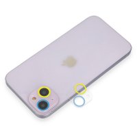 Newface iPhone 14 Plus Renkli Kamera Lens Koruma Cam - Sarı-Mavi