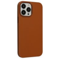 Newface iPhone 14 Pro Kılıf Asya Deri Silikon - Kahverengi