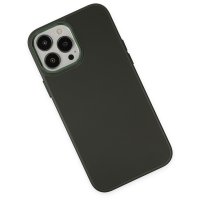 Newface iPhone 14 Pro Kılıf Asya Deri Silikon - Koyu Yeşil