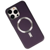 Newface iPhone 14 Pro Kılıf Coco Deri Magneticsafe Silikon - Derin Mor