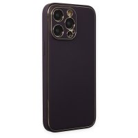 Newface iPhone 14 Pro Kılıf Coco Deri Silikon Kapak - Derin Mor