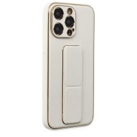 Newface iPhone 14 Pro Kılıf Coco Deri Standlı Kapak - Beyaz