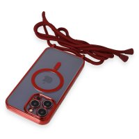 Newface iPhone 14 Pro Kılıf Divo Lazer Askılı Magsafe Kapak - Kırmızı