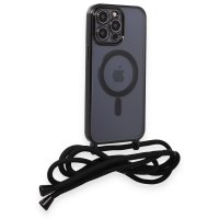Newface iPhone 14 Pro Kılıf Divo Lazer Askılı Magsafe Kapak - Siyah