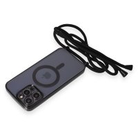 Newface iPhone 14 Pro Kılıf Divo Lazer Askılı Magsafe Kapak - Siyah