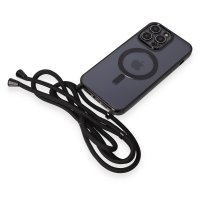 Newface iPhone 14 Pro Kılıf Divo Lazer Askılı Magsafe Kapak - Siyah